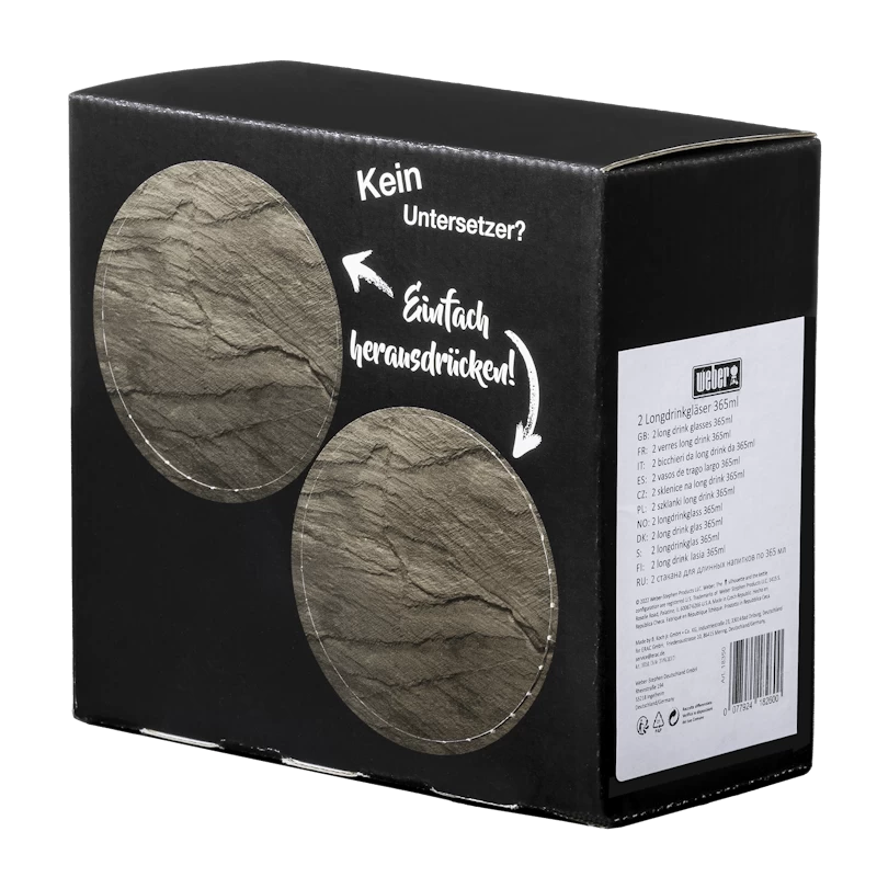 Weber-longdrinkglas Set Van 2 Met Onderzetters, 365 Ml 4 Weber-longdrinkglas Set Van 2 Met Onderzetters, 365 Ml - Afbeelding 2
